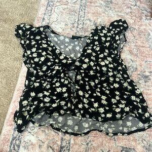 floral black top